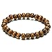 COOLSTEELANDBEYOND Classic Mens Womens Brown Wood Beads Bracelet, 8mm Tibetan Beads Prayer Mala, Stretchable
