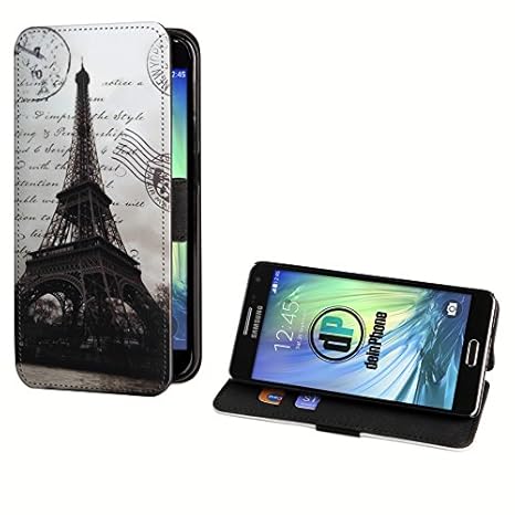 deinPhone Samsung Galaxy A3 (2016) Kunstleder Flip Case Eiffelturm Schwarz Weiß