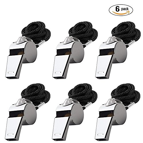 Giveet Metal Whistle with Lanyard, Stainless Steel and Durable, Extra loud Referee Coach Whistles for Football, Basketball, Soccer, School, Lifeguard Emergency, Pack of 6 PCS - Thumbnail 7