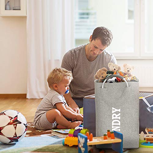 Laundry Basket, Laundry Hamper Bag with Handles, Collapsible Clothes Hamper Basket Foldable for Washing Large Storage, Space-Saving Soft Grip, Stand on own, Gray - Thumbnail 5