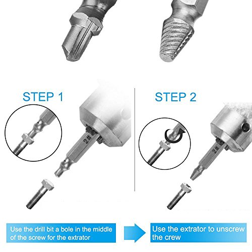 Nrpfell 6 Pcs Screw Remover, Damaged Screwdriver Set, Broken Bolt Screw Remover, Screw Deburrer, Manufactured from H.S.S. 4341# - Thumbnail 5