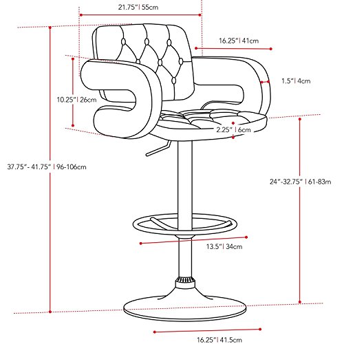Bar Stool, GentleShower Set of 2 PU Leather Swivel Pub Chair Adjustable Height Barstools with Armrest Hydraulic,Footrest for kitchen, home, bars, office etc Black