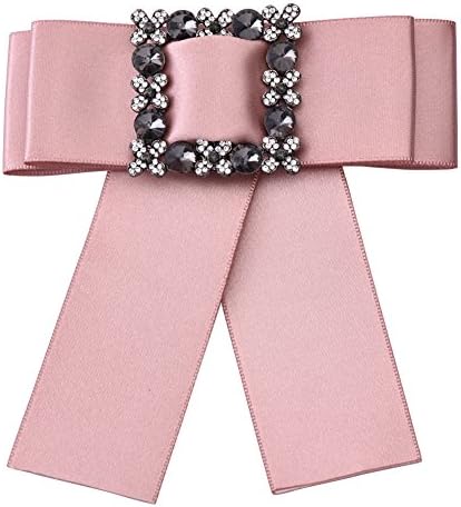OUDUO Fashion Handmade Satin Ribbon Necktie Brooch Pin Bowknot Shirt Tie Gift (Pink)