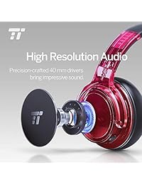TaoTronics Auriculares Bluetooth con cancelación de ruido activo, HiFi, estéreo, inalámbricos, con graves profundos, con micrófono de cancelación de ruido, 30 horas de tiempo de reproducción, Negro