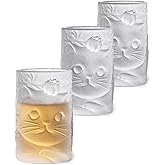 TUCHACA Cat Tea Cups (Set of 3) - 100ml Mini Glass Tumblers for Water, Juice, Tea, Espresso, Whiskey & Other Beverages - Unique Cat Cup Gift