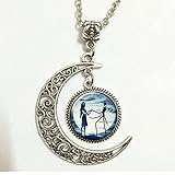 Splendid Merchandise® Charm Crescent Moon Nightmare Before Christmas Necklace Pendant, Jack and Sally Necklace, Jack Skellington, His and Her, Love Gift, Romantic