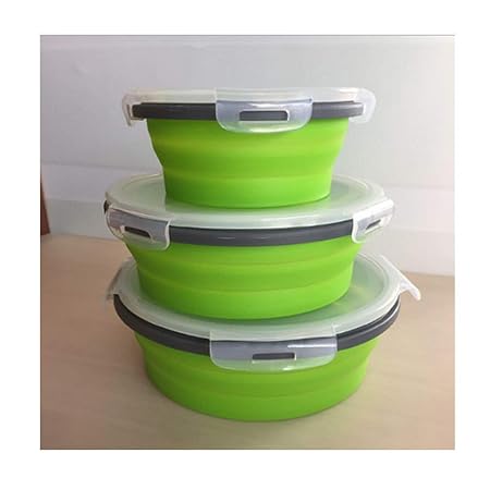 Fiambrera portátil de silicona con tapa, 3 piezas, redonda ...