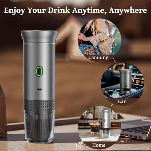 YQZenith Portable Coffee Maker Espresso Machine, Travel Espresso Maker, Coffee Maker Portable with Small Tea Cup, Compatible with Ground Coffee & Coffee Capsules for RV, Car, Hiking, Camping and Offic
