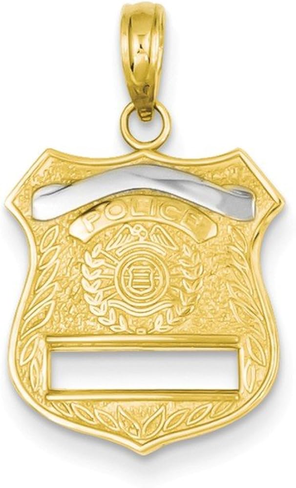 Amazon 14K Gold Police Badge Pendant 0 79 In X 0 59 In Jewelry