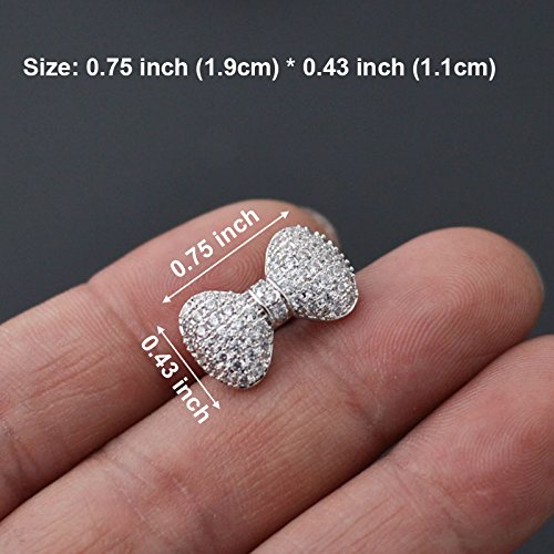 Joyci 1Piece Created Cardigan Pin Shawl Brooch Crystal Cute Vintage Style Brooch Pin Bowknot Sweater Knitwear Lapel Pin Women Jewelry (Silver)