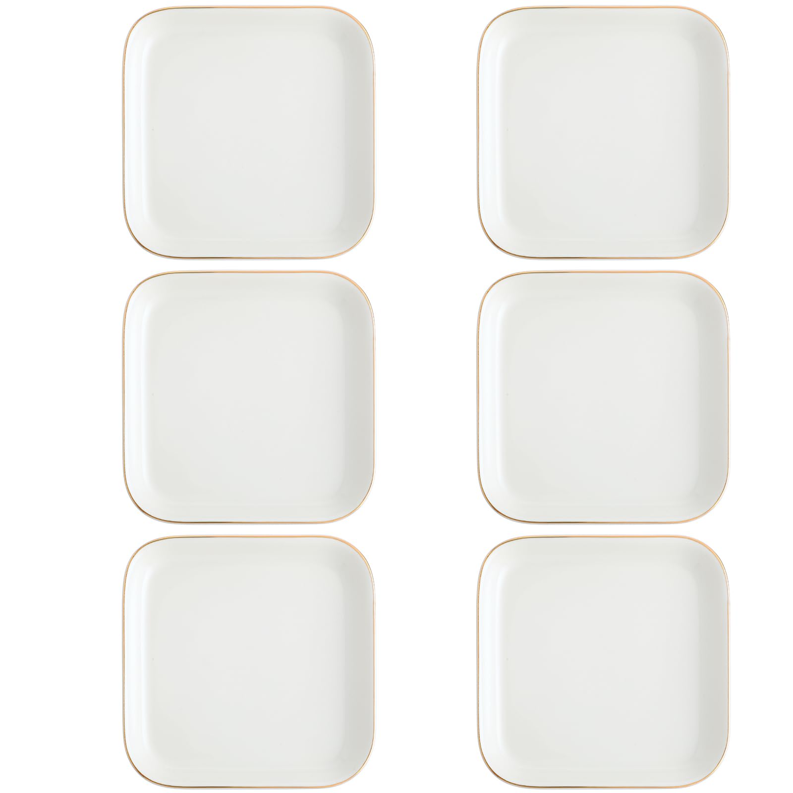 Photo 1 of Shappy 6 Pcs Ceramic Jewelry Tray 4.5 in Ring Dish Decorative Trinket Dish for Earrings Necklaces Bracelet Key Wedding Gifts Women(Square)