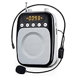Voice Amplifier Yoceweca YW358 Voice Changer 10W Rechargeable Portable Amplifier with FM Radio, Hi-Fi Sound Perfect Personal Microphone for Teachers, Fitness Instructors - Black & White