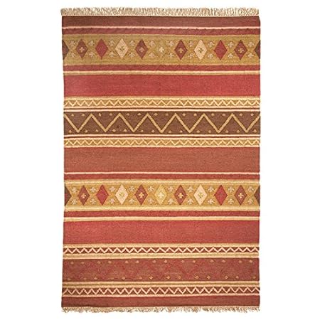 Monbeautapis Pflaume 430200 Mouki Kilim Teppich Jute rot 200 x 140 cm
