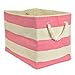 DII Durable Woven Striped Storage Bin Collapsible with Soft Rope Handles Reinforced with Metal Grommets, Large, 17x12x12