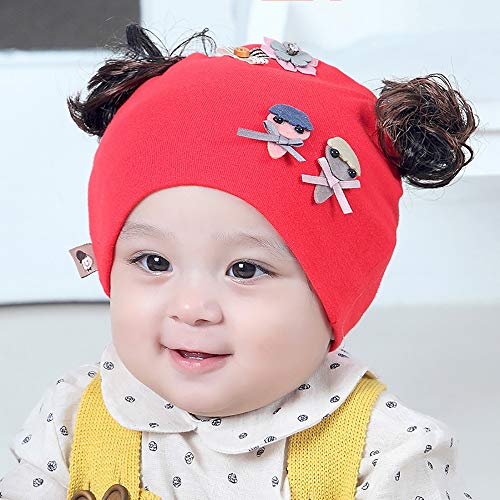 BriStory Newborn Baby Cotton Knitted Hat, Warm Infant Cap Beanie with Cute Wig Flower for 0-12 Months Girls – 3 Pack
