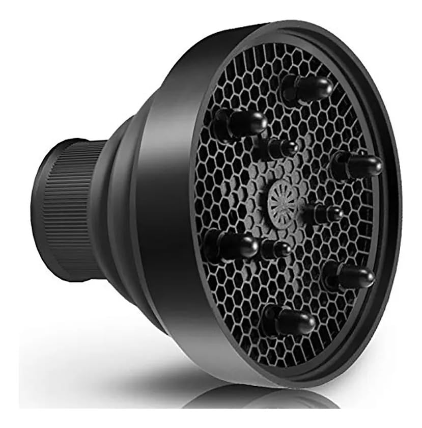 Difusor de Silicone Dobrável Universal para Secador de Cabelo Preto, Portátil e Compacto, Ideal para Viagem, Define Cachos e Distribui o Ar Uniformemente – Qualidade Premium LNSTORE