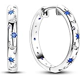 NARMO 925 Sterling Silver Hoop Earrings Heart Hoop Earings for Women U Shaped Hoop Earrings Colorful Cubic Zirconia Large Big Hoops Various Hypoallergenic Hoop Earrings