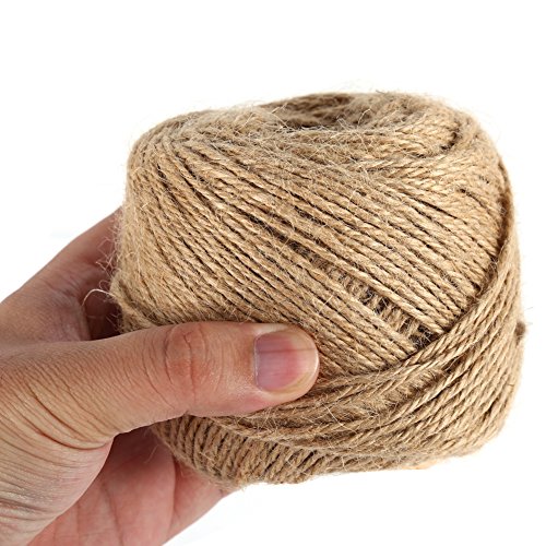 Adeeing 320 Feet Natural Jute Twine Arts Crafts Gift Twine Christmas Twine Industrial Packing Durable String Rope for Gifts, DIY Crafts, Festive Decoration Gardening Applications 1 PC