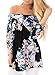 Dokotoo Women Casual Summer Ladies Cotton Floral Print Off Shoulder Tunic Blouses and Tops Black Large