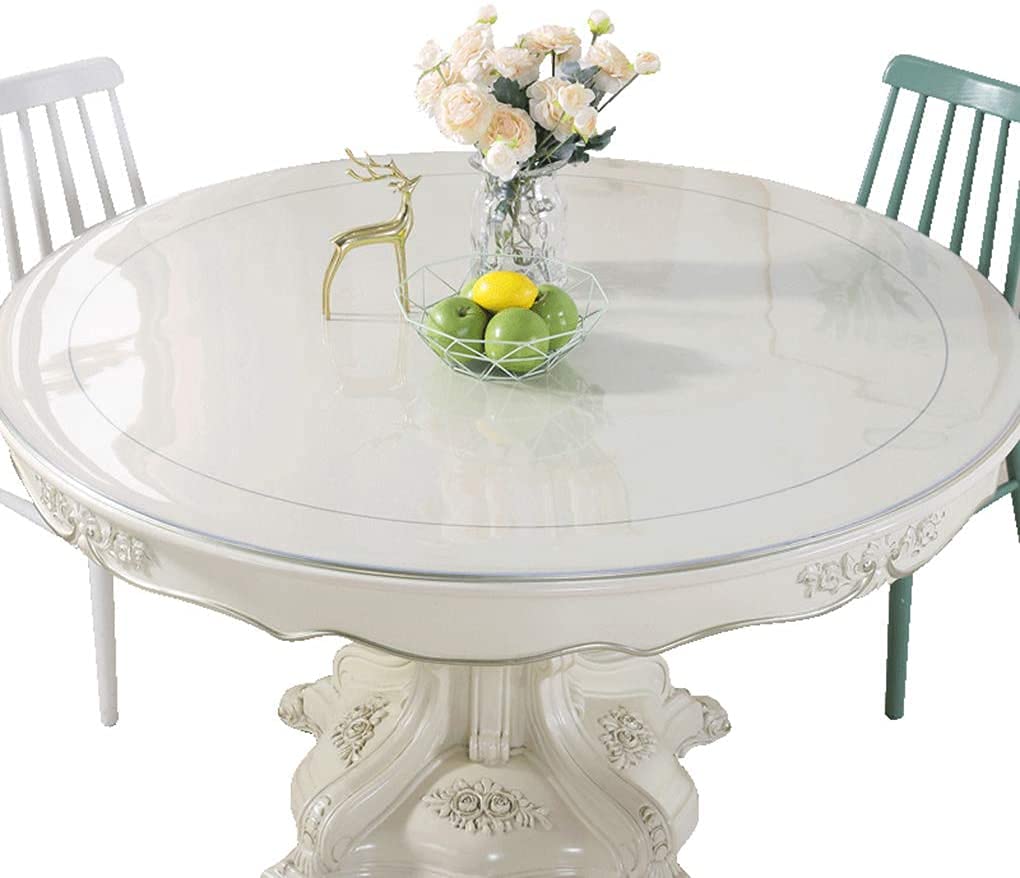 CIEEIN CIEHT Home Clear Transparent PVC Tablecloth Desk Table Mat Tablecover Table Covers Round Thickness 1.5mm Waterproof Durable 90cm — image 1