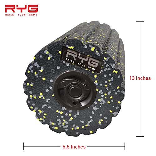 Raise Your Game RYG 4-Speed Vibrating Electric Muscle Foam Roller, Thick Firm High Density Trigger Point Massager Kit for Myofascial Release, Electronic Physical Ther