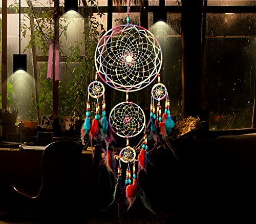 Feather Hanging Decor, Proboths Exquisite Manual Dream Catcher Colorful Feather Hanging Ornament for Home Office Wall