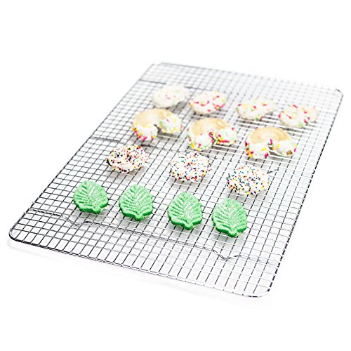 Huji Cross-Wire Grid Cooling Rack, Wire Pan Grate,Baking Rack, Icing Rack, Chrome Plated Steel, (17" x 11.75") - Thumbnail 7