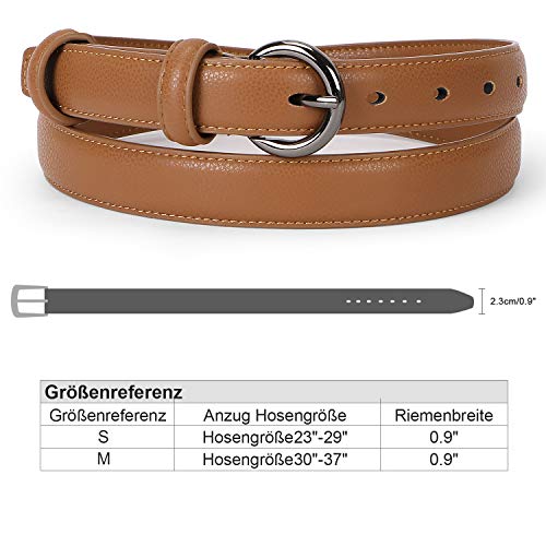 WERFORU Damen Skinny Ledergürtel für Jeans Hosen Kleid Damen Einfache Taille Gürtel