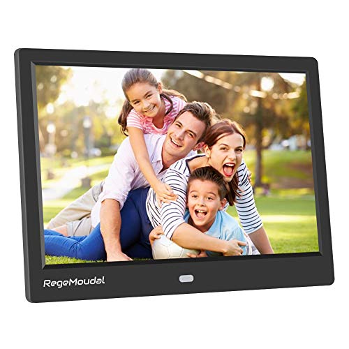 RegeMoudal 10 inch Digital Photo Frames with High Resolution 1280 X 800 IPS LCD Panel, Support 64G SD Card and USB Stick Various Display Modes, for 1080P Videos/Pictures/Calendar/Time/Music Black