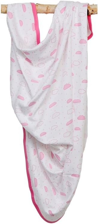 Baby Noomie 3 in 1 Blanket: Receiving, Swaddling & Nursing made with 100% Hypoallergenic Pima Cotton Extra Soft for Baby Boys & Girls Pink Clouds Design