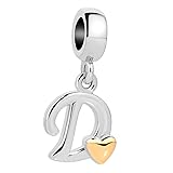 QueenCharms Initial A-Z Letter Charm Golden Heart