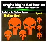 Punisher Skull Orange Reflective 7pc Set Great for Helmets Harley Motorcycle Cell Tablet ipad iPhone