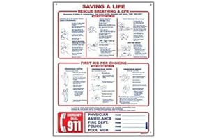 NATIONAL STOCK SIGN CO. National Stock Sign Pool Sign - Rescue Breathing/CPR/Choking 1824CPR