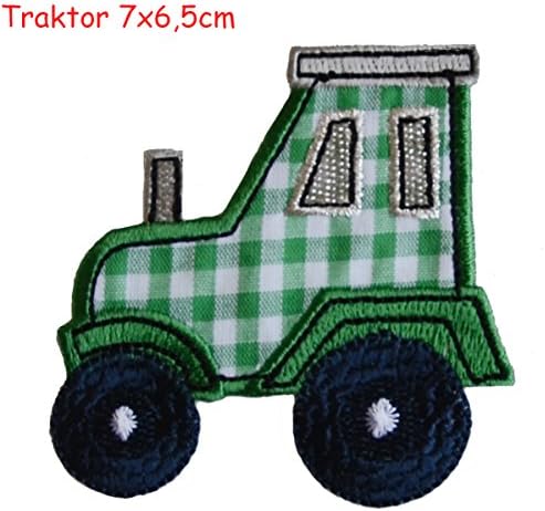 2 high-quality hand-laid applique patches Fairy Katie 7x11 and Tractor 7x6,5 - both embroidery appliques by TrickyBoo Design Zurich
