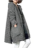 Olrain Women's Winter Jacket Checked Hooded Parka Coats with Pockets