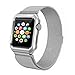 Apple Watch Band, HuanlongTM Milanese Loop Stainless Steel replacement Strap Band w/Adapter+Case Cover for Apple Watch iWatch 38/42mm (M Silver 42mm)