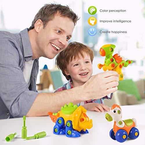 Dinosaur Toys, STEM Learning Toys, Construction Engineering Building Play Set for Boys Girls Toddlers, Best Kids Toy Gift for Ages 3yr – 6yr, 3 Years and up (Colorful)