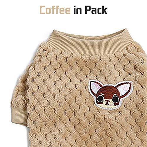Dog Sweater for Small Medium Large Dog or Cat, Warm Soft Flannel Pet Clothes for Puppy, Small Dogs Girl or Boy, Dog Sweaters Vest Shirt Coat Jacket for Winter Christmas (Medium, Grey+Coffee+Sky Blue)