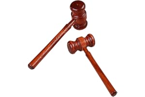 BOOW 2pcs Vintage Judge Wooden Gavel Judgment Hammer Sound Block Justice Gavel Judge Costume Accessories