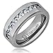 8MM Men's Titanium Ring Wedding Band | Brushed Top | Channel Set Princess Cut CZ