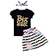 Baby Girls Clothes Letters“Big Sister”Printed Romper Tops+Floral Striped Pants+Hat Outfits Set (Black, 2-3T)