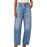 Sxidecgqi Women's Wide Loose Straight Leg Jeans Trendy High Waisted Jeans for Women Baggy Denim Pants with Pockets