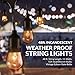 Newhouse Lighting Outdoor String Lights with Hanging Sockets Weatherproof Technology Heavy Duty 48-foot Cord 18 Lights Bulbs Included (1 Free Replacement), Black