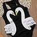 Charm Kingdom Kids Toddler Girls Swan Print One Piece Swimsuits Ruffle Bathing Suit Beachwear (28 (2-3 Years), Black)