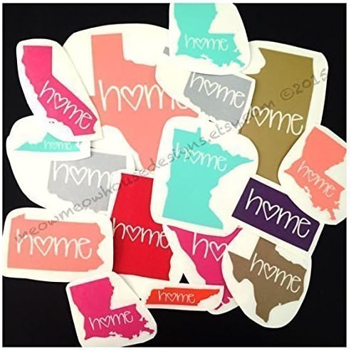 Home State Decal - Any State - Lots of Colors - Home State Love Sticker with H♥ME Cut Out