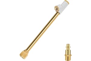 GODESON Air Chuck, 1/4" FNPT 6.4" Extended Reach Dual Head Brass Air Chuck,Heavy Duty Air Chuck for Semi, RV Dually Tires