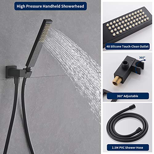 Tenfe Rain Shower System, Matte Black Shower Fixtures with 10 Inchs