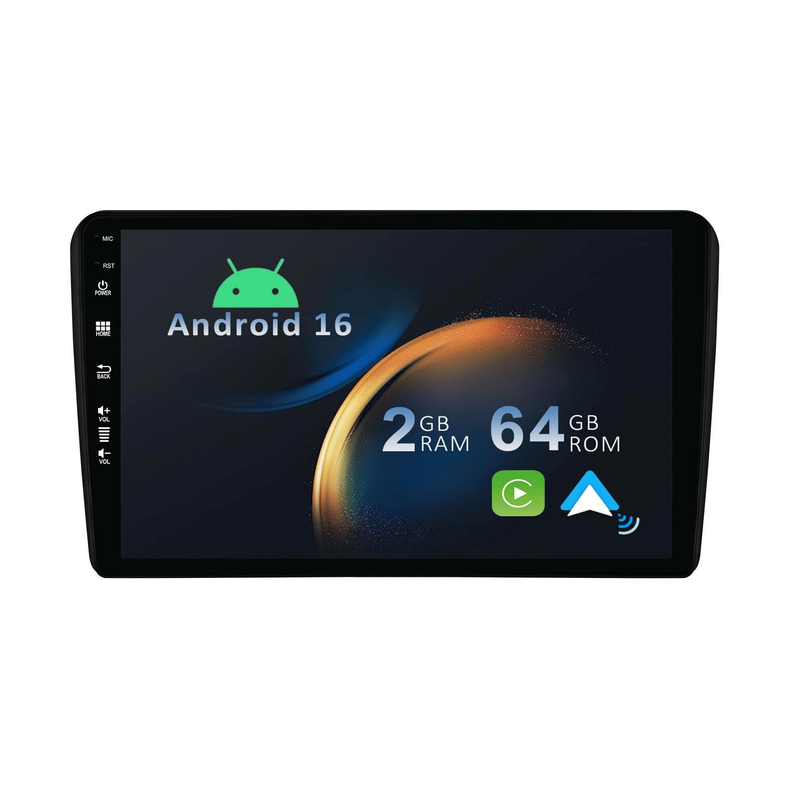 YUNTX Android 13 2 Din Car Stereo Fit for Audi A3 8P/Sportback 8PA(2003-2013)-[Built-in CarPlay/Android auto/GPS]-Free Camera-IPS 9”Touch Screen-DAB/Steering Wheel Control/Mirror Link/Bluetooth 5.0