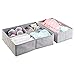 InterDesign Set of 2 Fabric Dresser Drawer Storage Organizer – Storage Solution for Underwear, Socks, Tights, Accessories, Gray