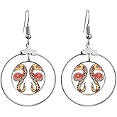 Gemini Constellation Zodiac Symbol Earrings Dangle Hoop Jewelry Drop Circle